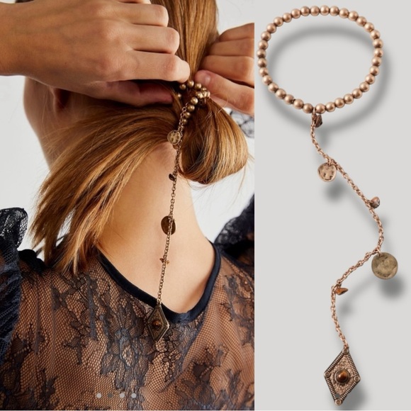 Free People Bohemian Witchy Unforgettable Hair Tie Gold NWT Festival Coachella - Picture 1 of 10